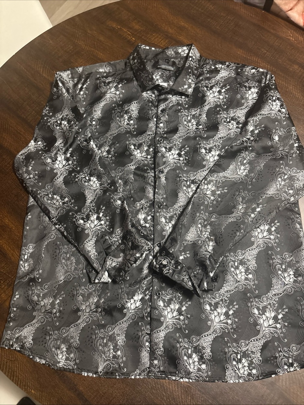 Barry wang Floral Paisley Button-Up Shirt in Gray & Silver